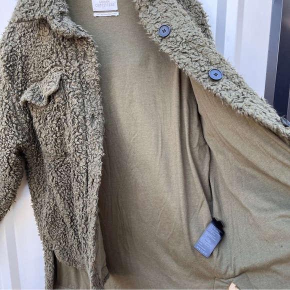 Urban Outfitters Palmer Sherpa Shirt Jacket Sweater Green Womens Small S - Picture 5 of 16